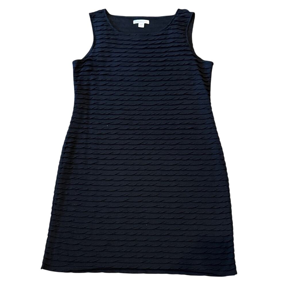 Coldwater Creek Black Textured Lightweight Shift Tank Dress Size Petite Medium